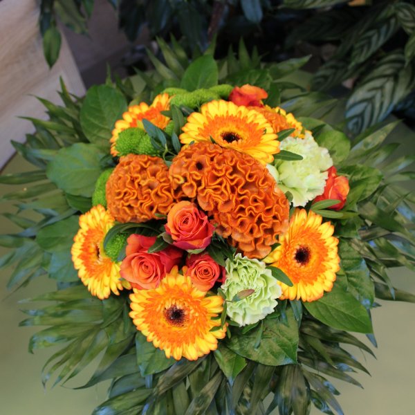 Blumenstrauß rundgebunden orange-gelb Bild 1